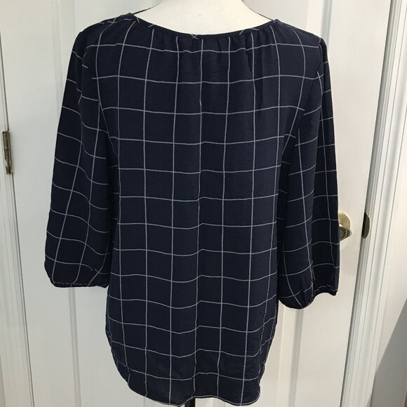 NYCC Women's Windowpane Lace Up Blouse M - Picture 6 of 8